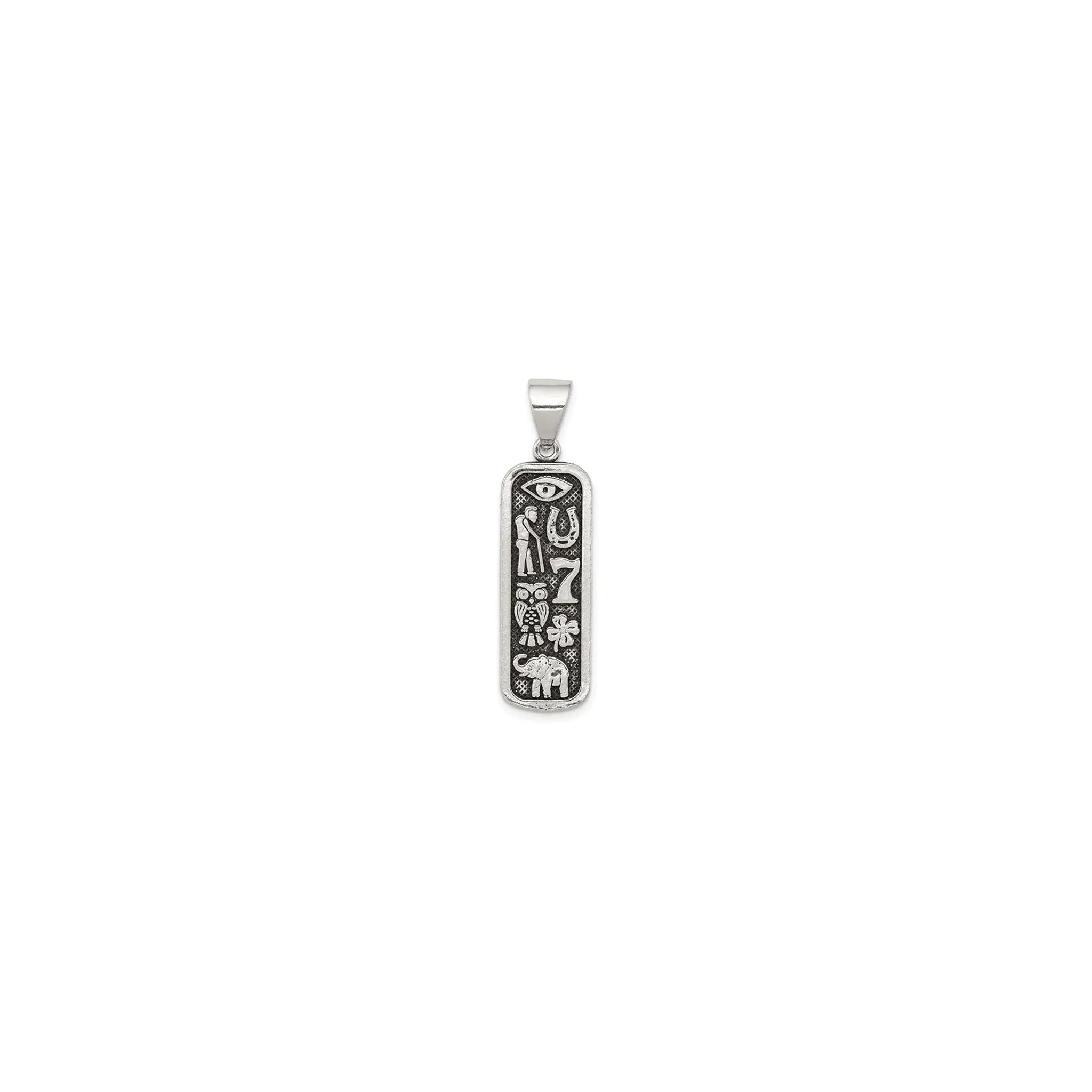 Antique Lucky Charms Cartouche Pendant (Silver)