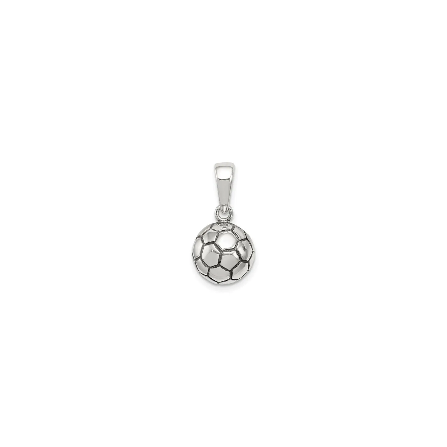 Antiqued Soccer Ball 3D Pendant (Silver)