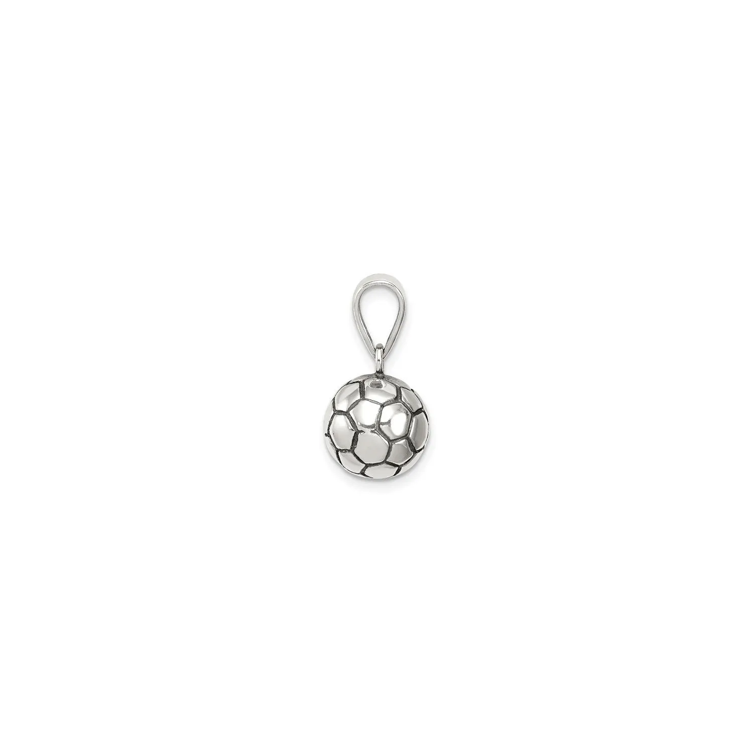 Antiqued Soccer Ball 3D Pendant (Silver)