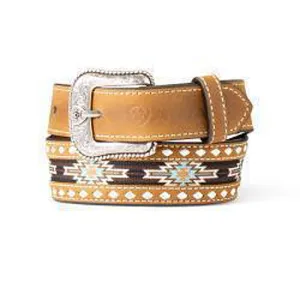 Ariat Kids Brown Belt with Brown/Black Southwest Fabric Inlay