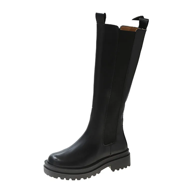 Autumn And Winter New Thick Bottom Small Boots Genuine Leather Knee-high Boots