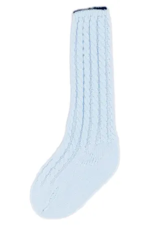 Baby Blue & Navy Cable Knit Knee High Socks