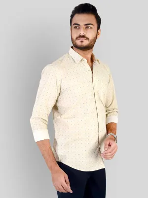 Beige Printed Slim Fit Casual Shirt | JadeBlue