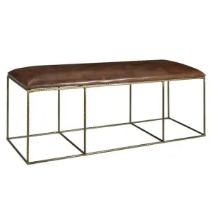 Bengal Manor Dimpled Iron and Leather Bench