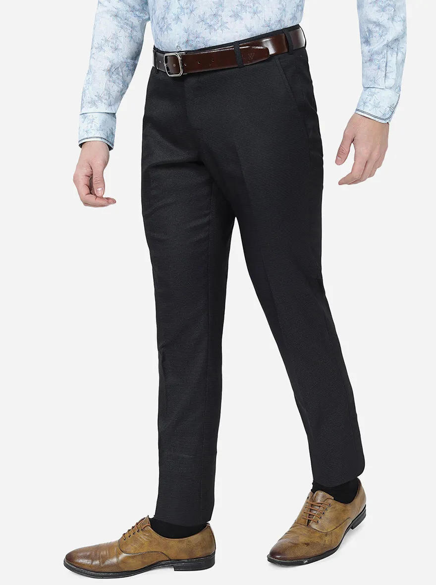 Black Checked Super Slim Fit Formal Trouser | JadeBlue