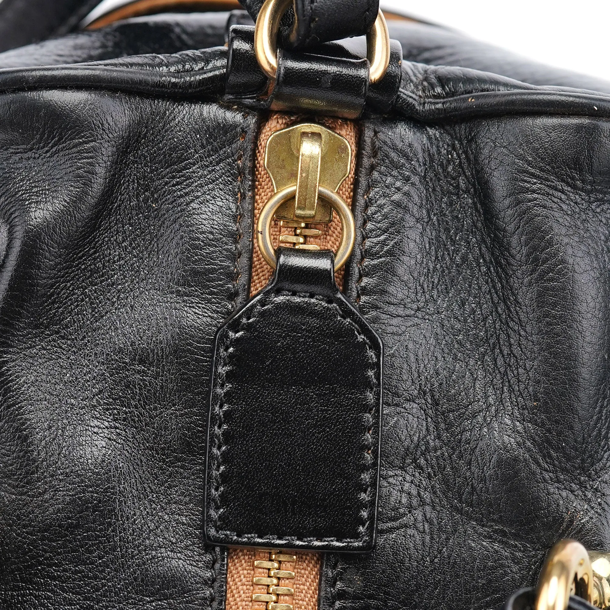 Black Gloss Leather Knot Tote Bag