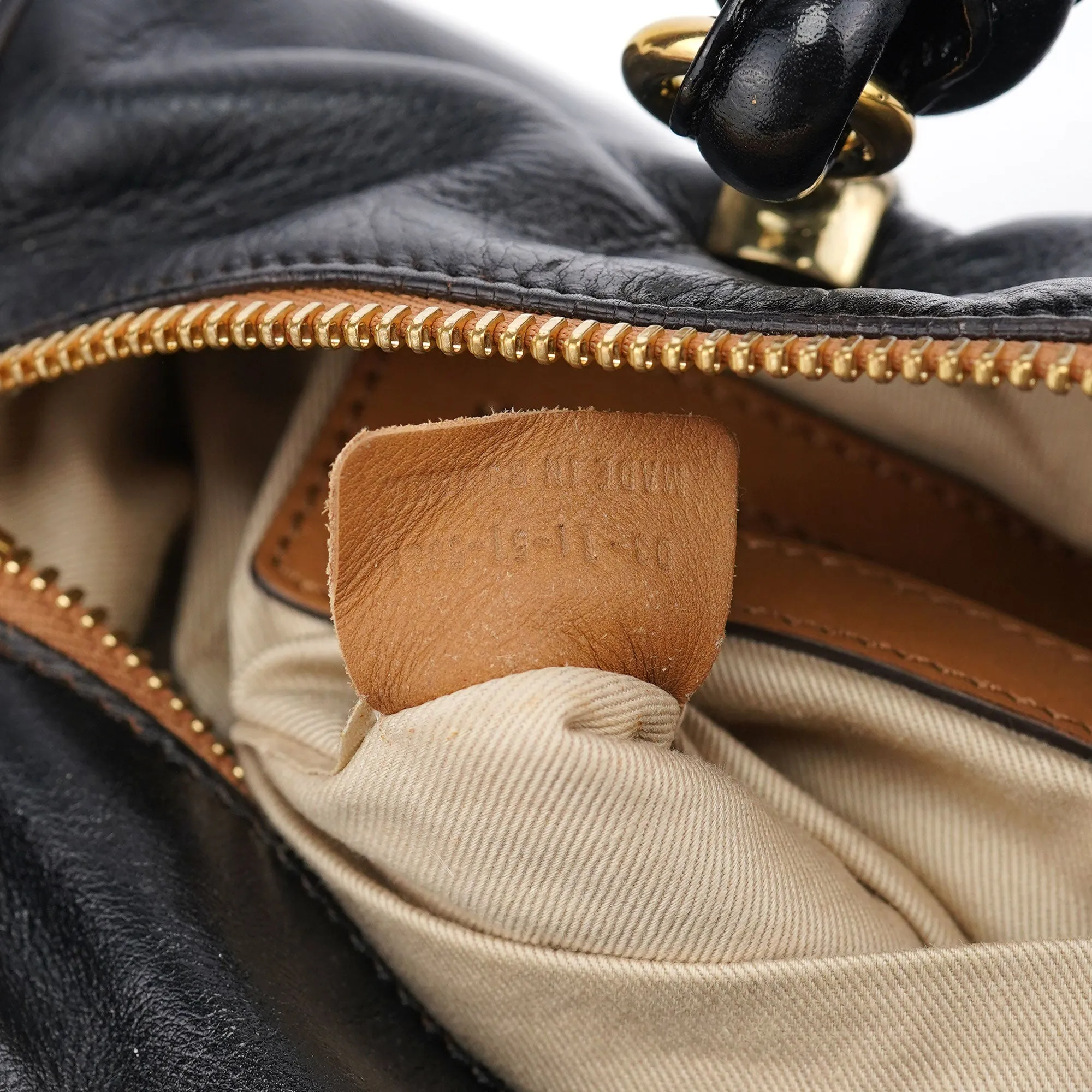 Black Gloss Leather Knot Tote Bag