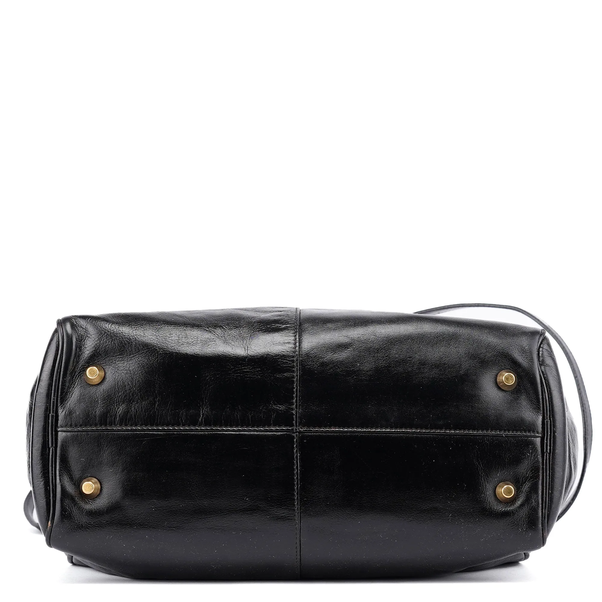 Black Gloss Leather Knot Tote Bag