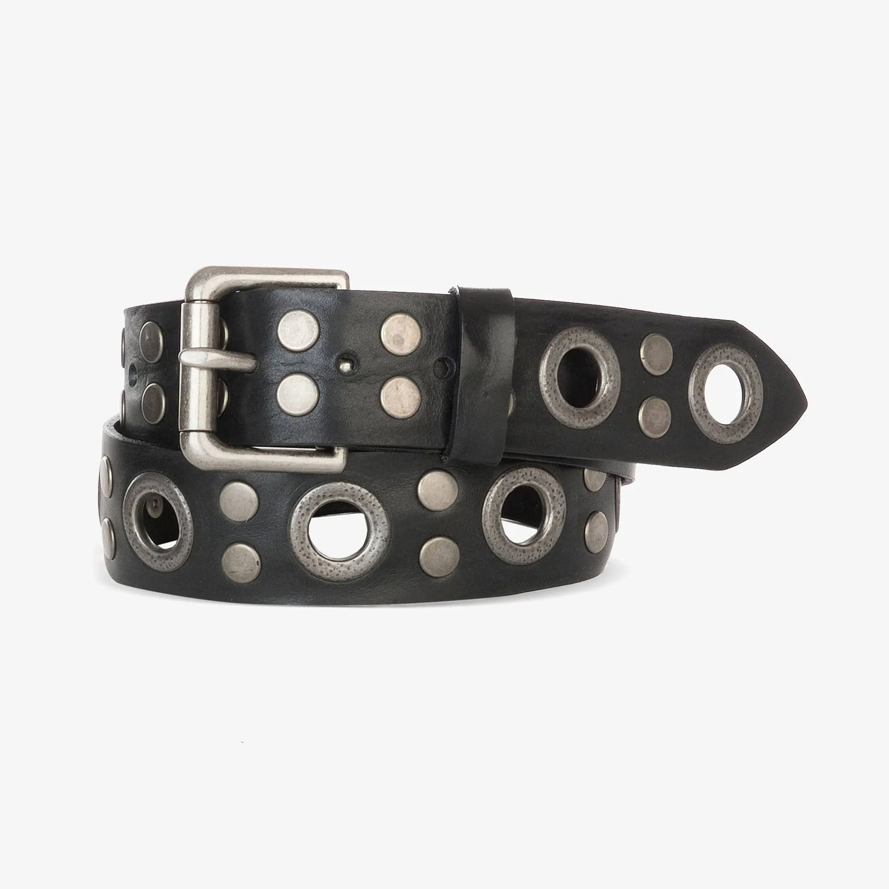 Black Skrunchy Leather Sobe Belt