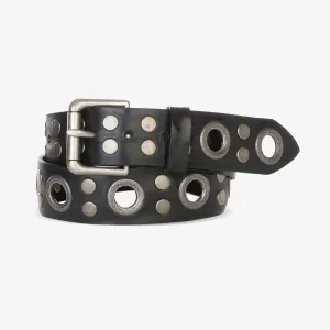 Black Skrunchy Leather Sobe Belt