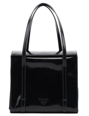 Black Spazzolato Tessuto Tote