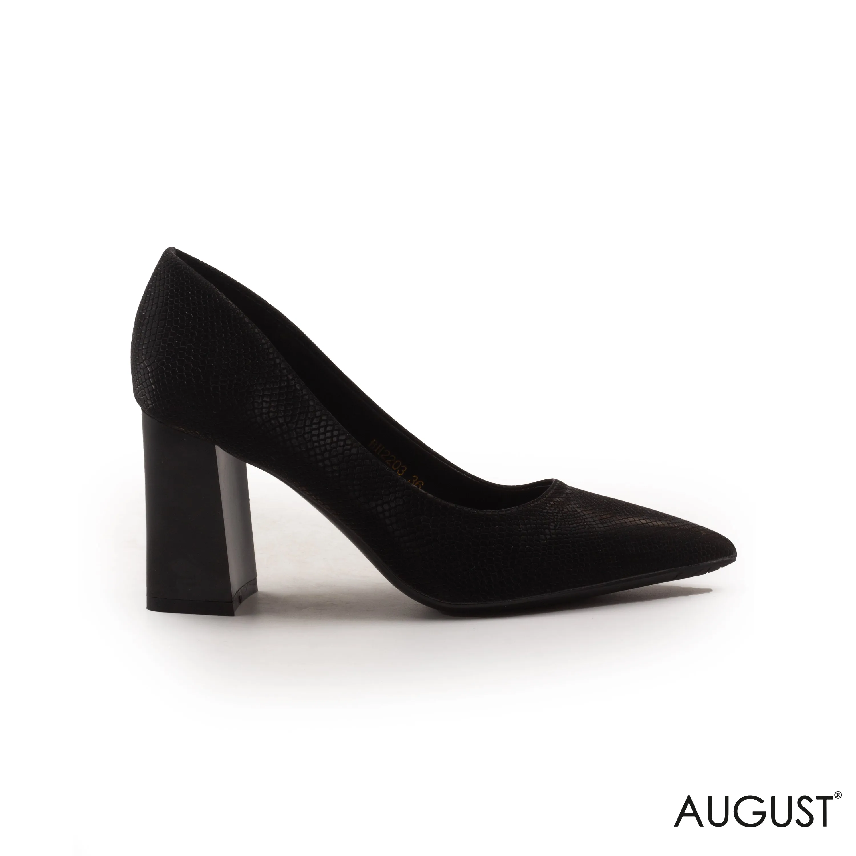 BLOCK-HEEL SNAKE LEATHER SHOES