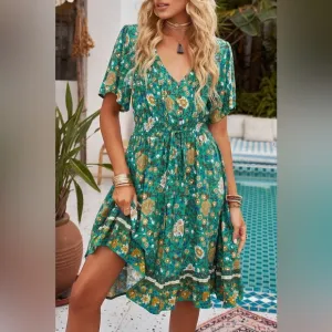 Bohemian Style - Floral Print Dress