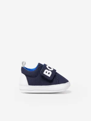 BOSS Baby Leather Pre-Walker Shoes in Navy