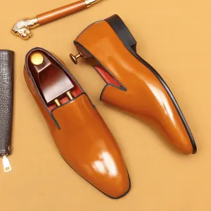 British Business Casual Leather Shoes Men's Genuine Cattlehide Leather Surface Soft Leather Patent Leather Glossy Formal Shoes23669