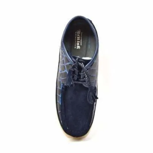 British Walkers Knicks Croc Men's Navy Blue Crocodile Leather and Suede Limited Edition Style