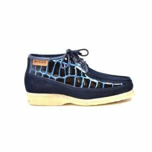 British Walkers Knicks Croc Men's Navy Blue Crocodile Leather and Suede Limited Edition Style