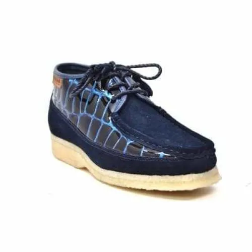 British Walkers Knicks Croc Men's Navy Blue Crocodile Leather and Suede Limited Edition Style