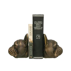 BRONZE DOG HEAD BOOKENDS-SET OF 2