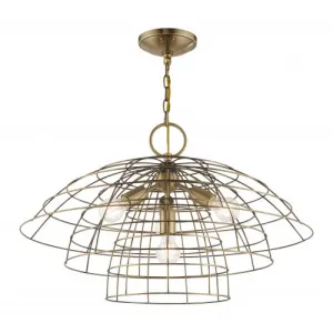 BROOKLYN 4 LIGHT CHANDELIER, ANTIQUE BRASS
