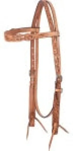 Browband Headstall with Antique Leaf Tooling