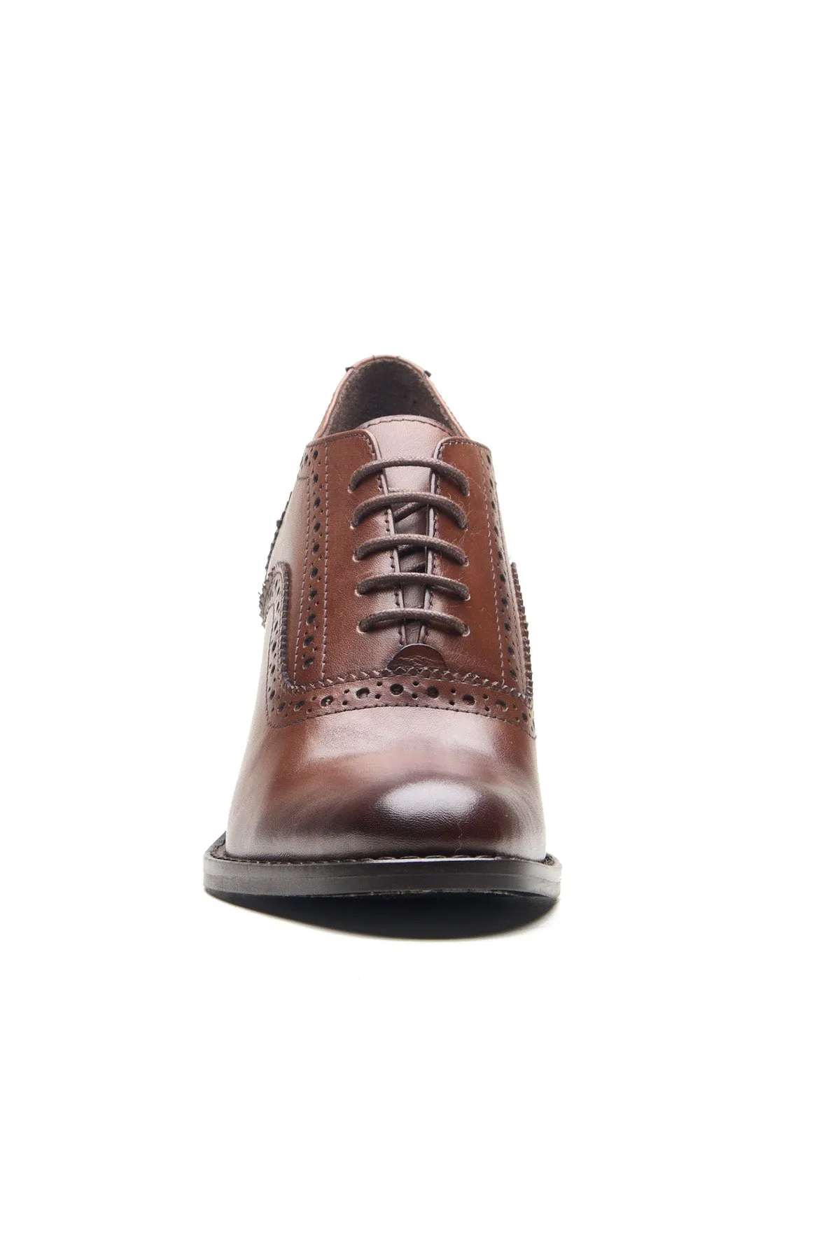 Brown Crust Leather Heel Shoes