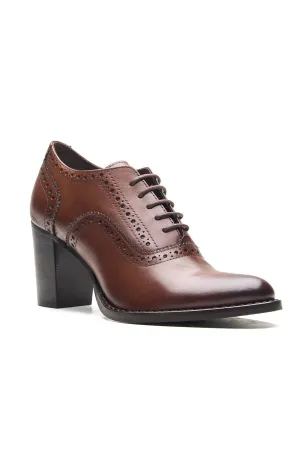 Brown Crust Leather Heel Shoes