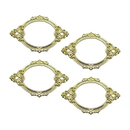 Calandis 4PCS Vintage Style Drawer Tag Frame Label Holder Pull Handle Golden