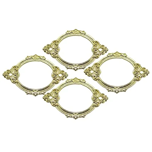 Calandis 4PCS Vintage Style Drawer Tag Frame Label Holder Pull Handle Golden