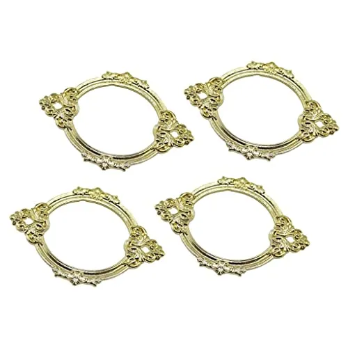 Calandis 4PCS Vintage Style Drawer Tag Frame Label Holder Pull Handle Golden