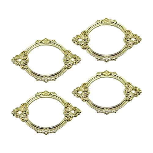 Calandis 4PCS Vintage Style Drawer Tag Frame Label Holder Pull Handle Golden