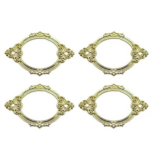 Calandis 4PCS Vintage Style Drawer Tag Frame Label Holder Pull Handle Golden