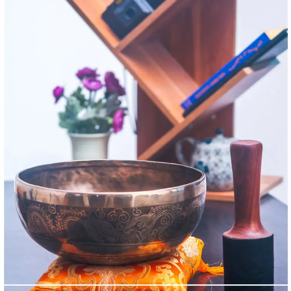 Carved Singing Bowl Saraswati Goddess