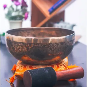 Carved Singing Bowl Saraswati Goddess