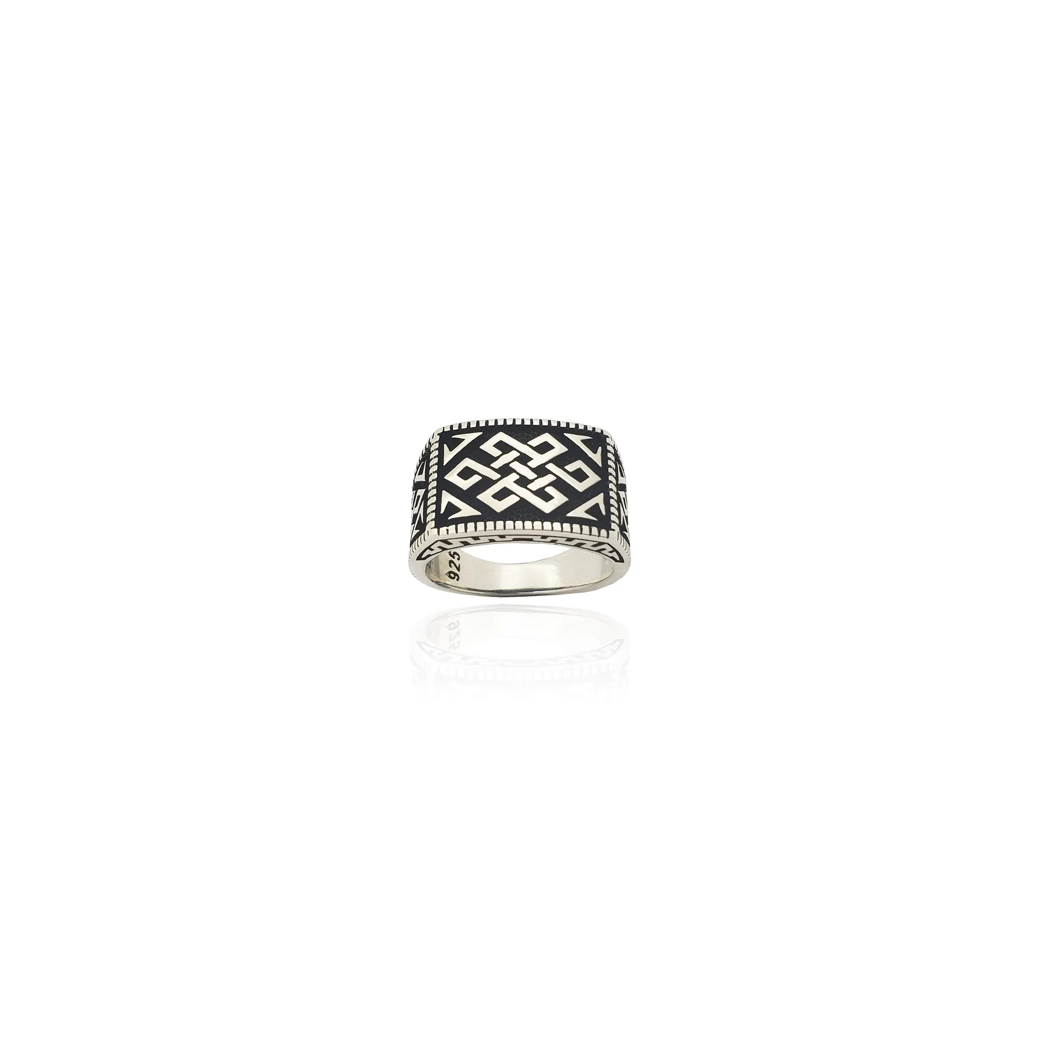 Celtic Antique-Finish Rectangular Ring (Silver)