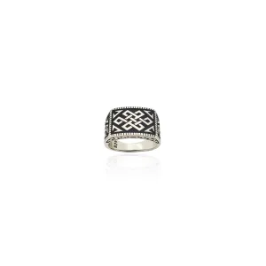 Celtic Antique-Finish Rectangular Ring (Silver)