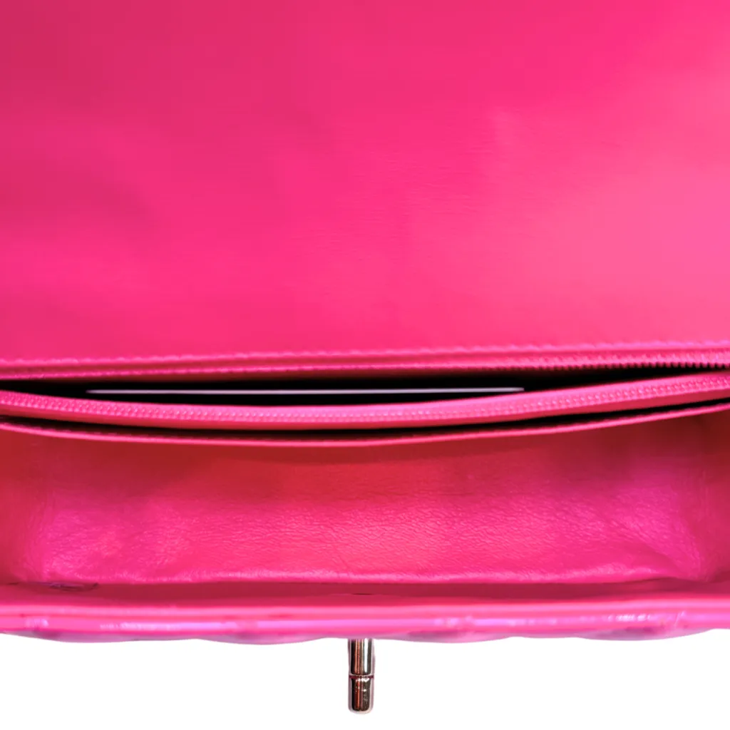 Chanel Hot Pink Patent Stitched Edge Rectangular Mini CF