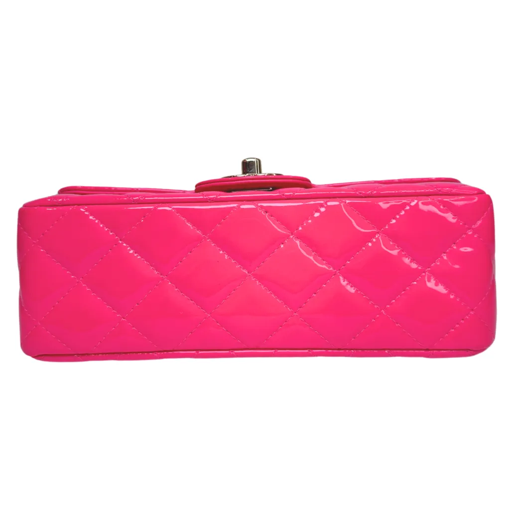 Chanel Hot Pink Patent Stitched Edge Rectangular Mini CF