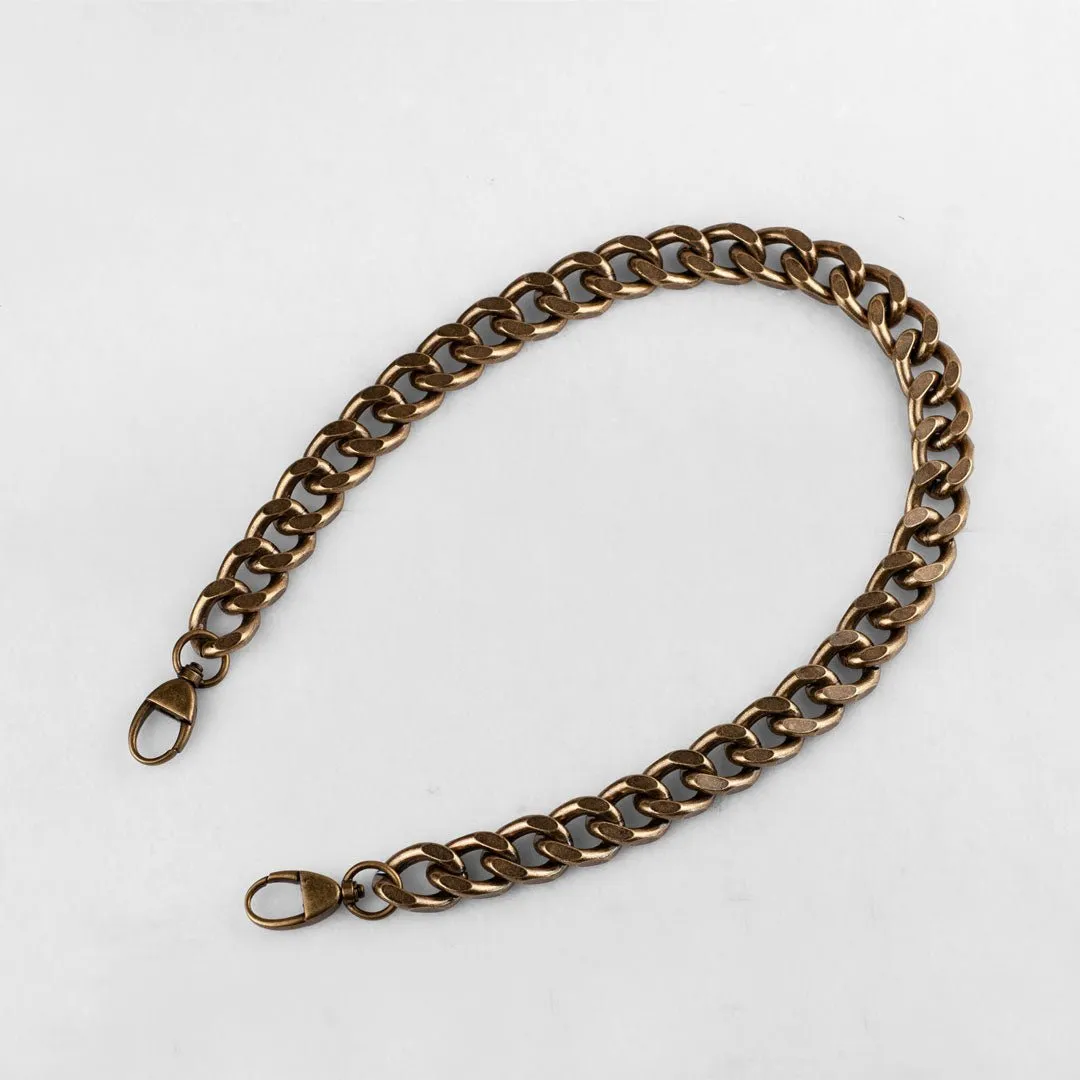 Chunky Curb and Antique Brass Chain Strap