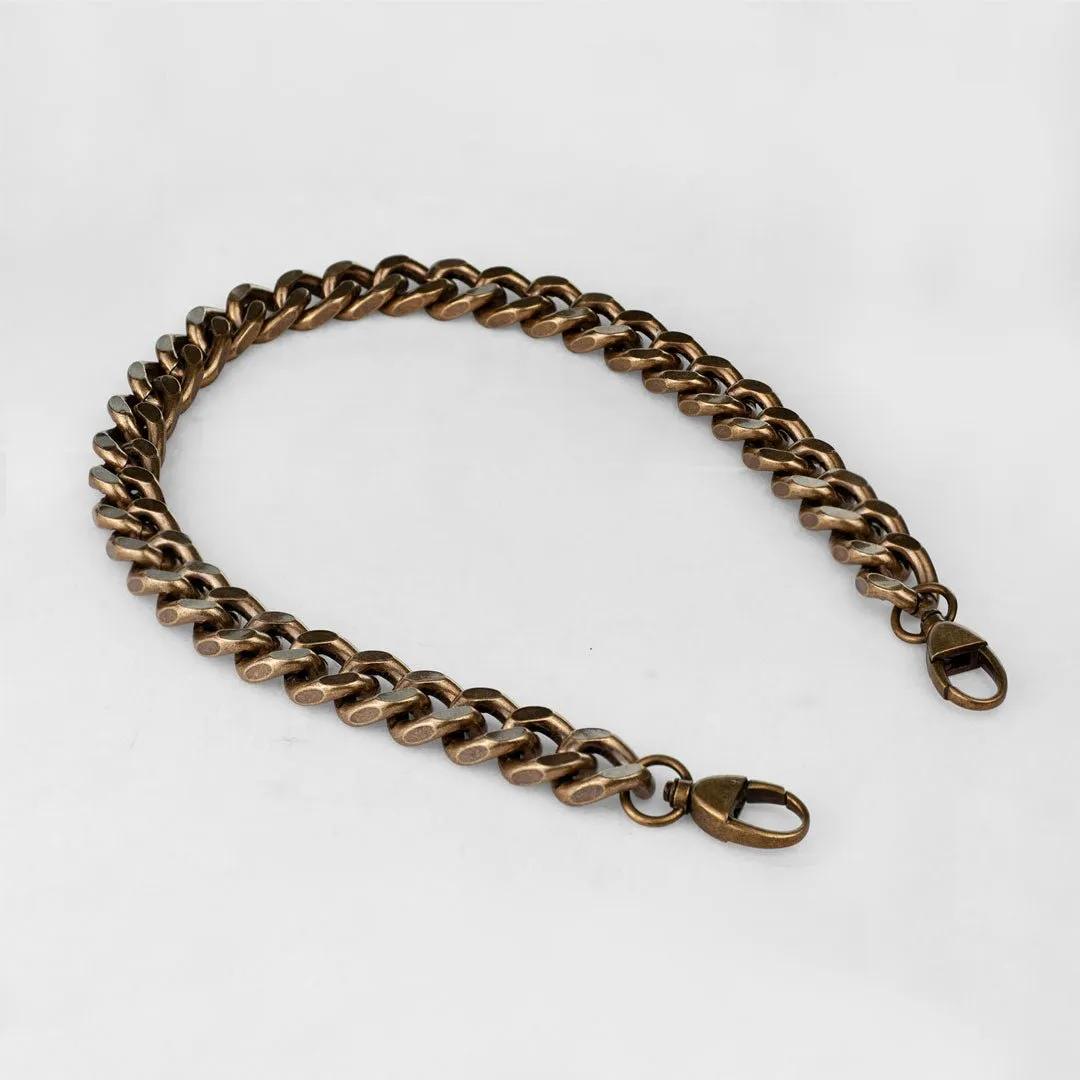 Chunky Curb and Antique Brass Chain Strap