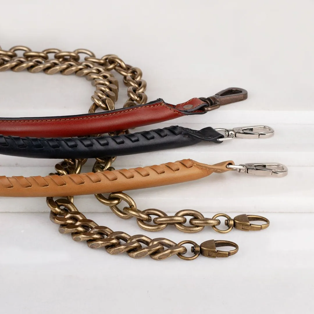 Chunky Curb and Antique Brass Chain Strap