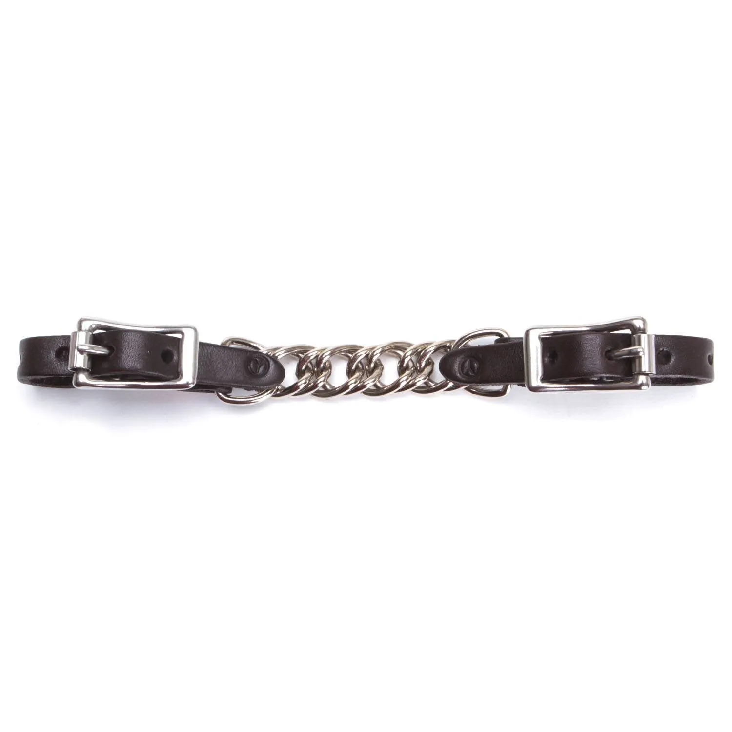 Circle Y Leather Curb Strap 3 1/2" Flat Chain - Dark Oil Antique