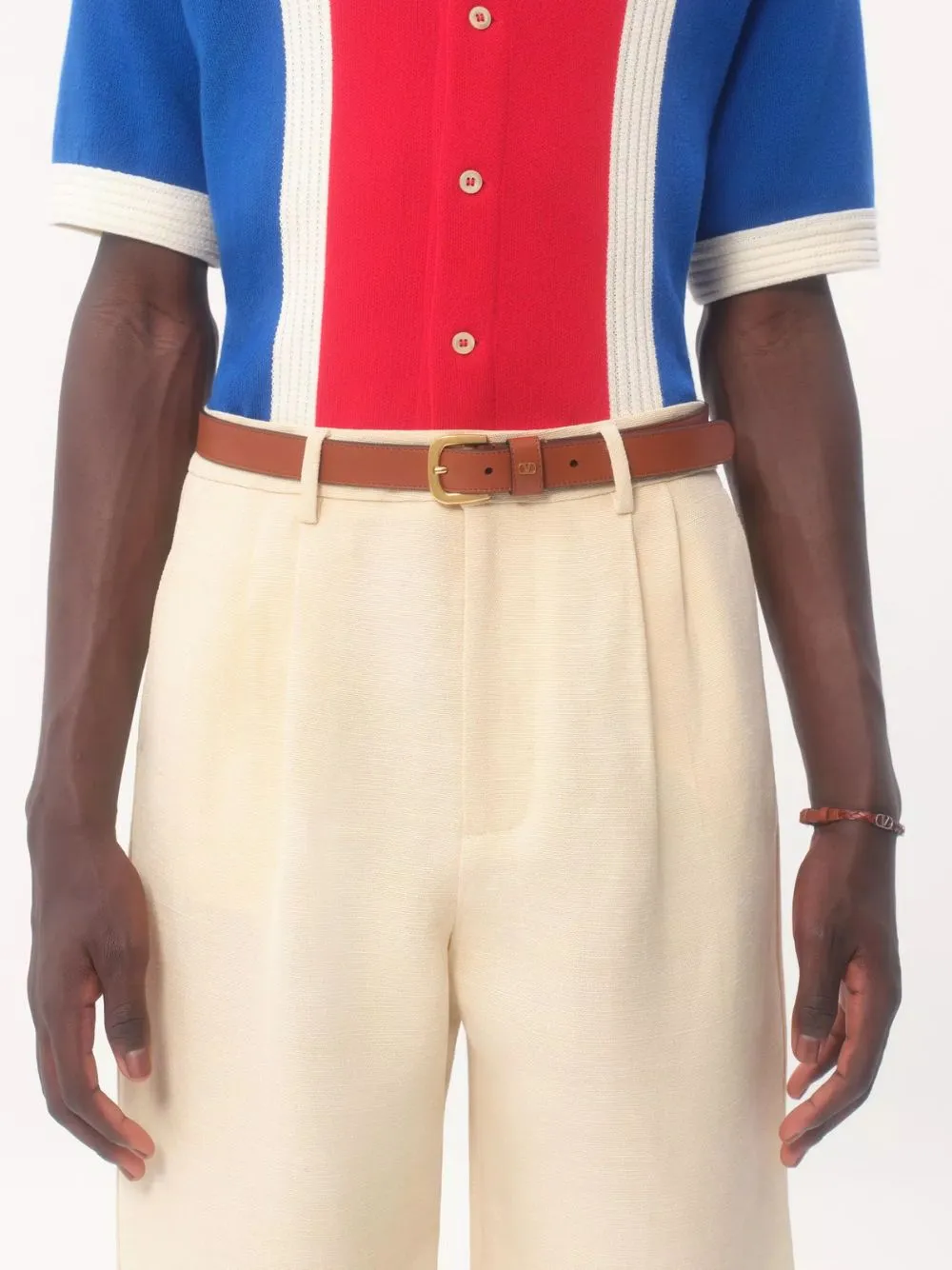 Deep Caramel VLogo Leather Belt