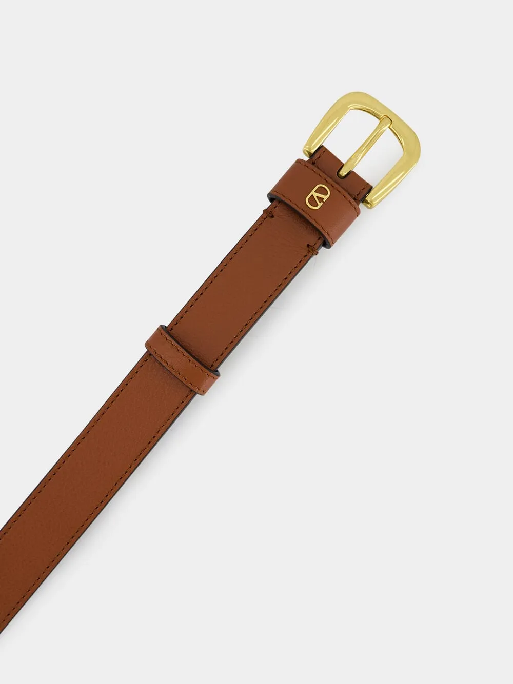 Deep Caramel VLogo Leather Belt