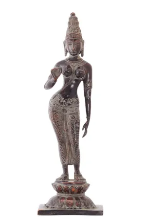Devi Parvati Brass Figurine in Antique Finish