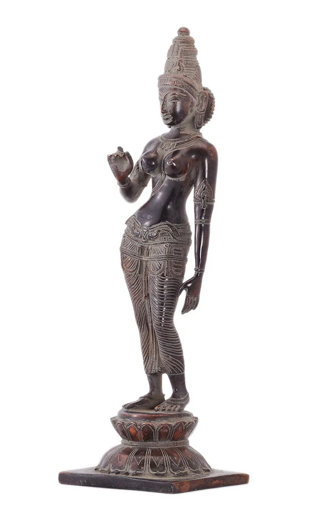 Devi Parvati Brass Figurine in Antique Finish