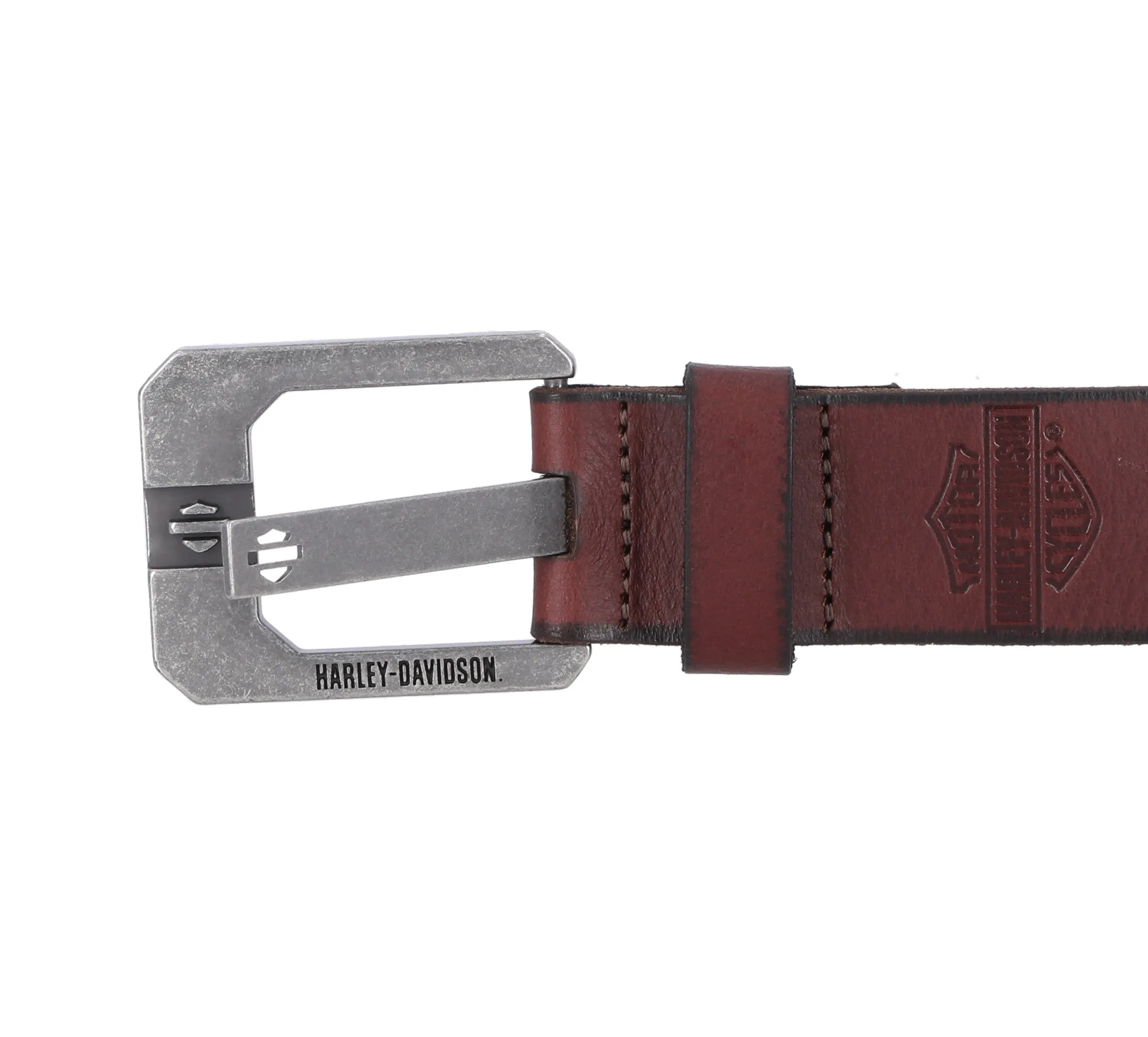 Die Cut Bar & Shield Prong Belt in Brown - Brown