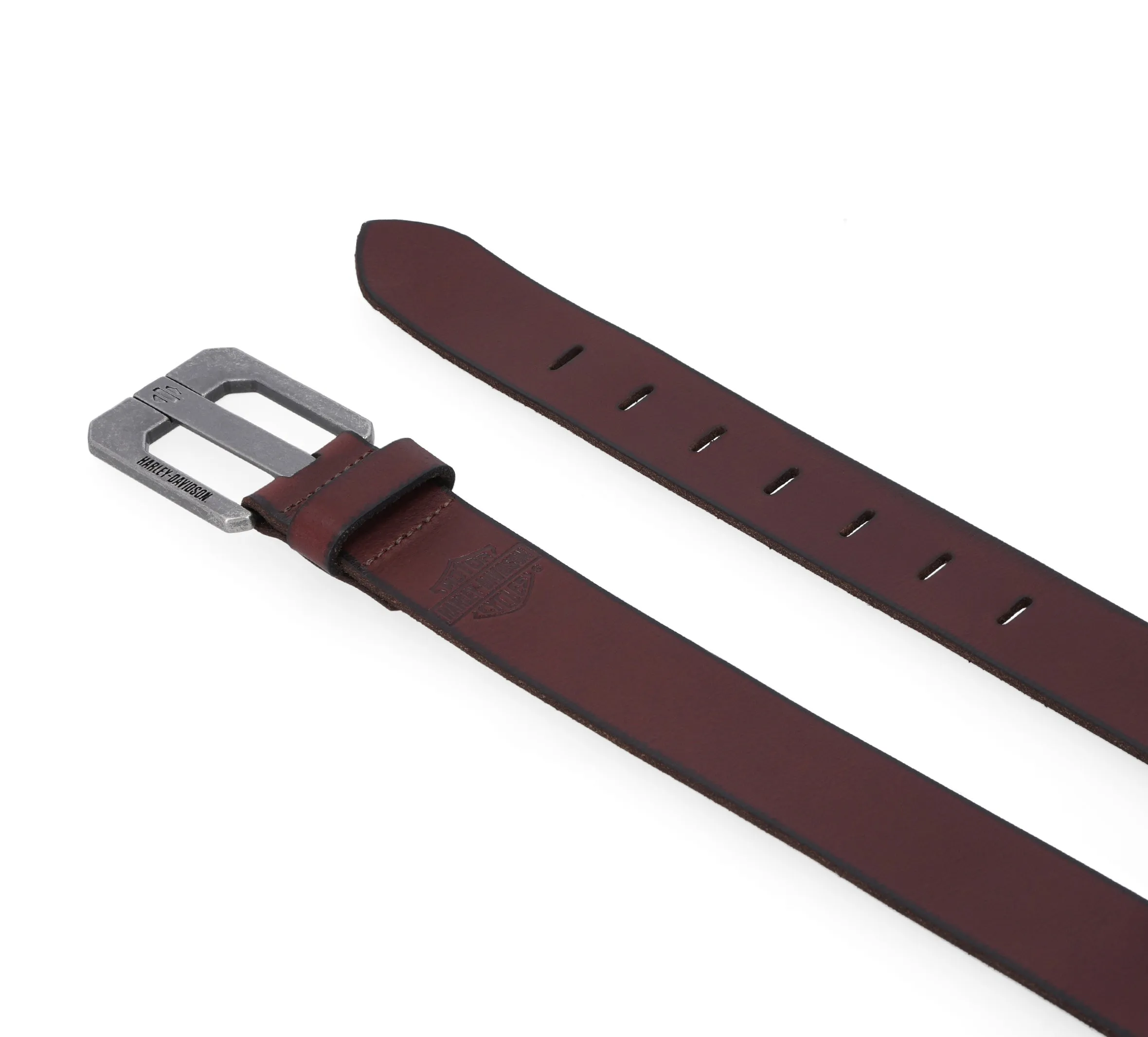 Die Cut Bar & Shield Prong Belt in Brown - Brown