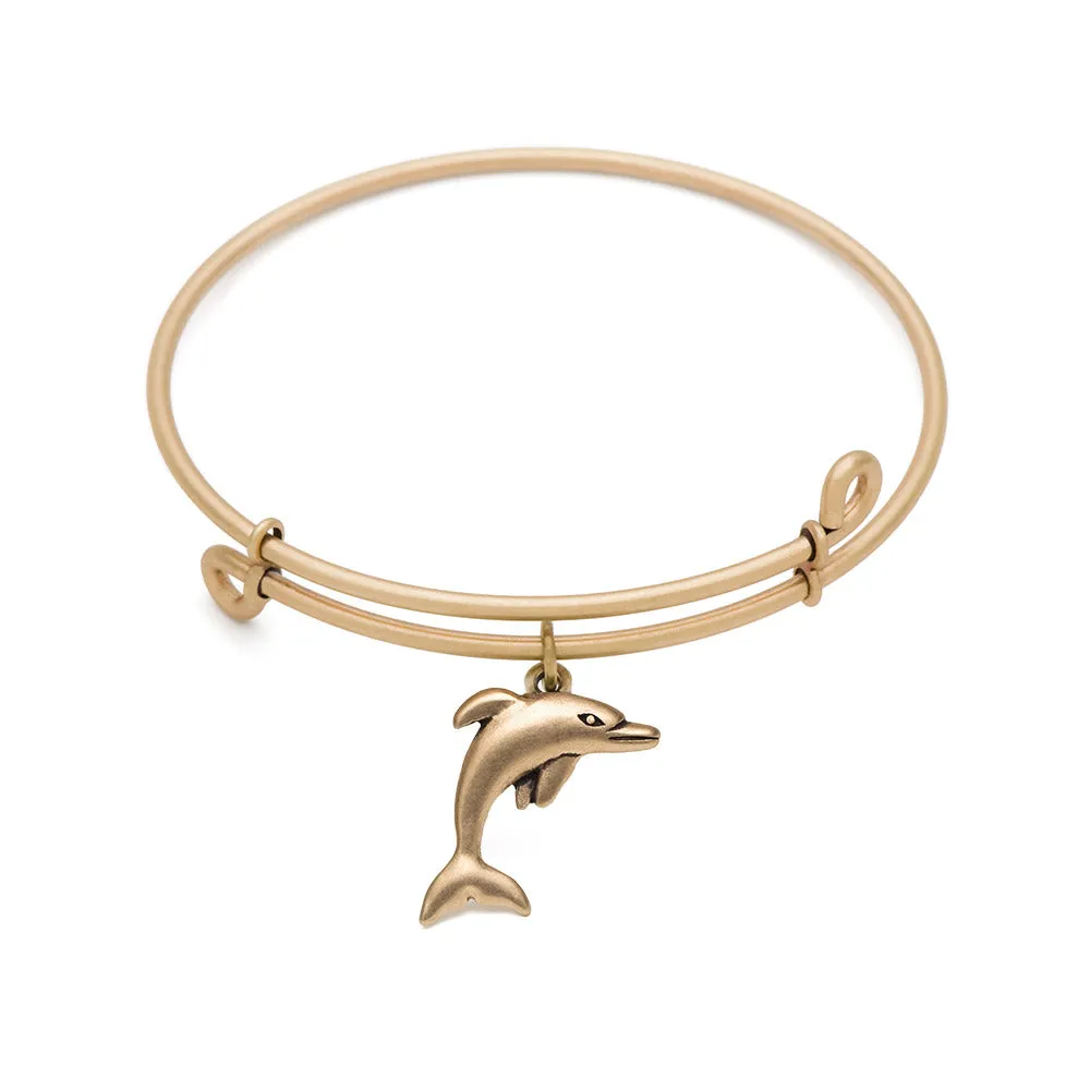 Dolphin, Bangle Antique Gold Color Finish