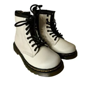 Dr Martens 1460T White Leather Combat Zip Boots Air Wair Toddler Size 7 US